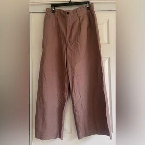 NWT Madewell Petite Cotton-Linen Pleated Wide-Leg Pants